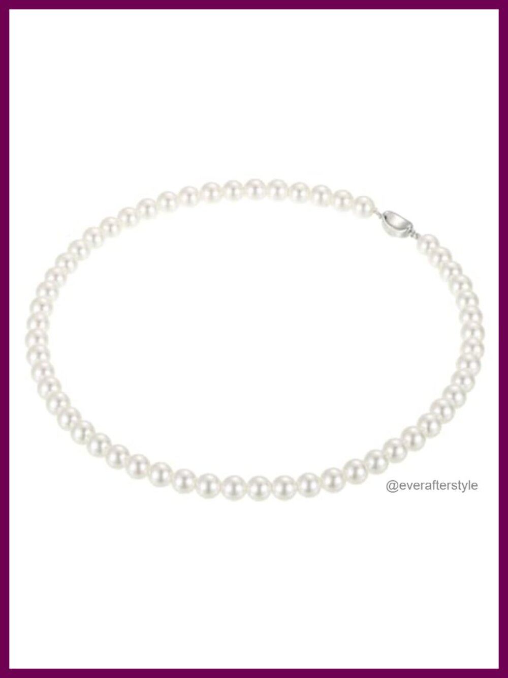 S925 Sterling Silver 8mm Shell Pearl Strand Necklace 17" Princess Length